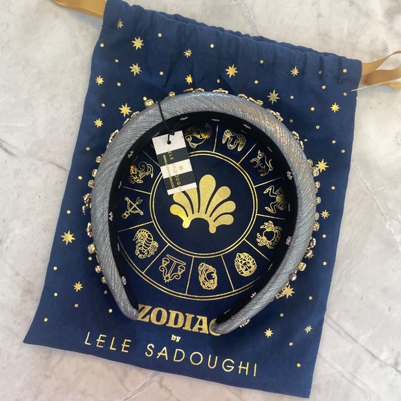 Lele Sadoughi Zodiac Gemini Alice Headband in Pewter Gray - Picture 3 of 10